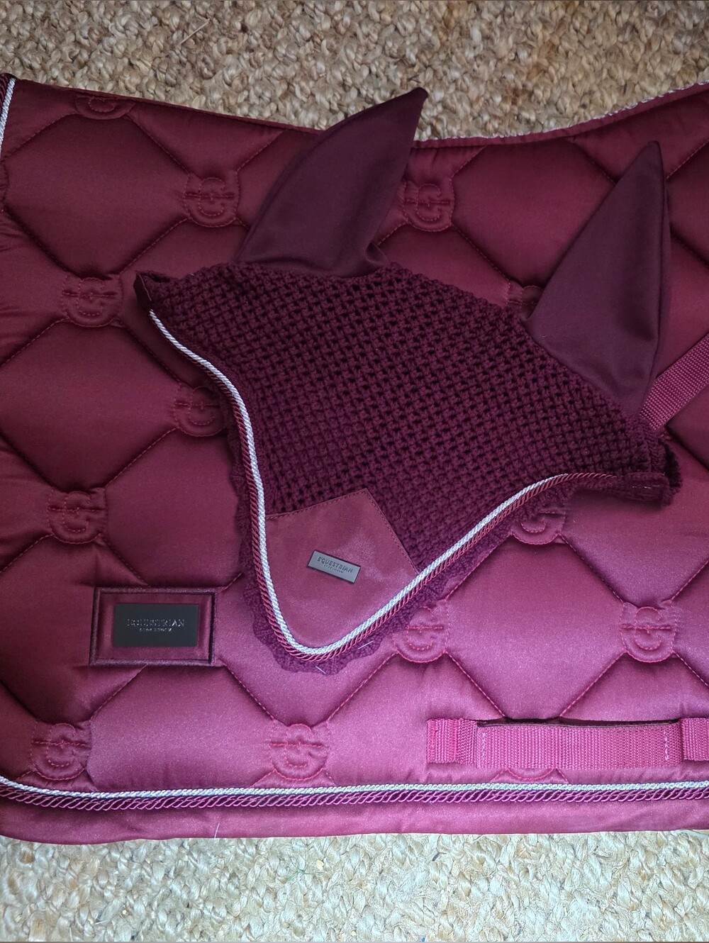 Equestrian Stockholm, Ear Bonnet and Saddle Pad Set Full Jump